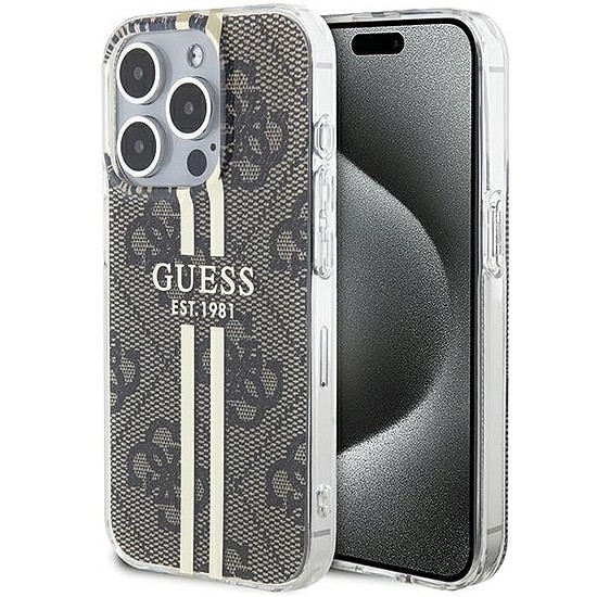 Guess IML 4G Gold Stripe tok iPhone 15 Pro Max készülékhez - barna