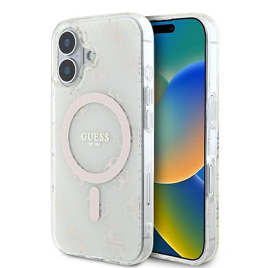 Guess IML 4G hátterű MagSafe tok iPhone 16 Plus-hoz - fehér