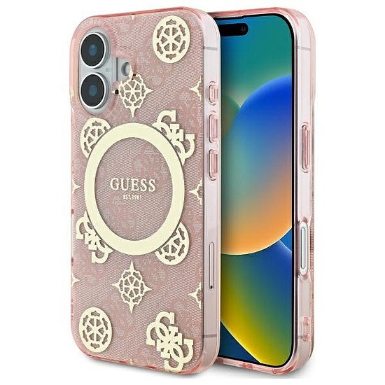 Guess IML bazsarózsa 4G háttérrel MagSafe iPhone 16 tok - rózsaszín