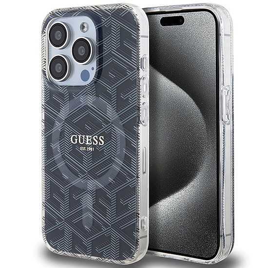 Guess IML GCube MagSafe tok iPhone 15 Pro-hoz - fekete