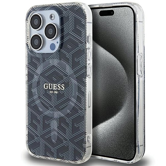 Guess IML GCube MagSafe tok iPhone 15 Pro Max készülékhez - fekete