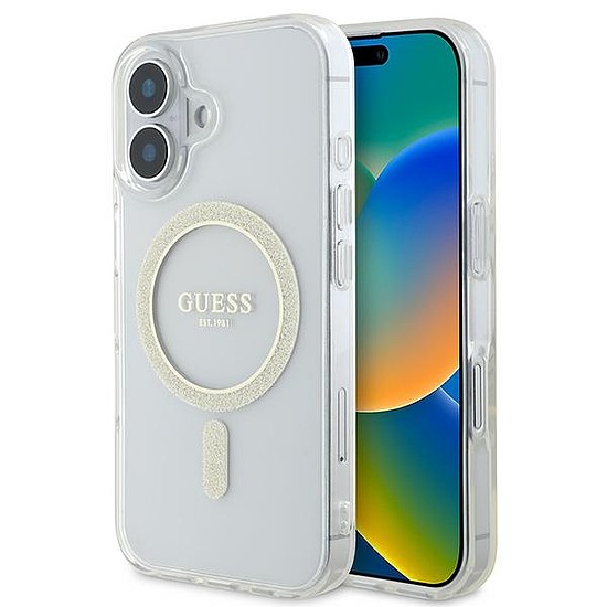 Guess IML Glitter Circle MagSafe iPhone 16 tok - átlátszó