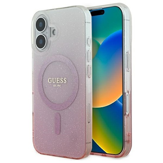 Guess IML Glitter Gradient MagSafe iPhone 16 tok - rózsaszín