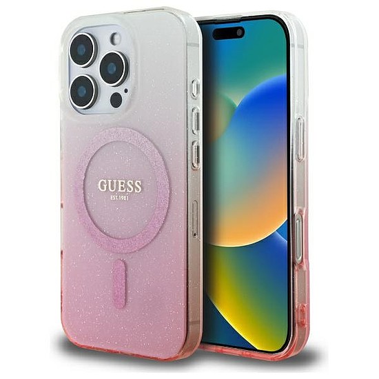 Guess IML Glitter Gradient MagSafe tok iPhone 16 Pro készülékhez - rózsaszín