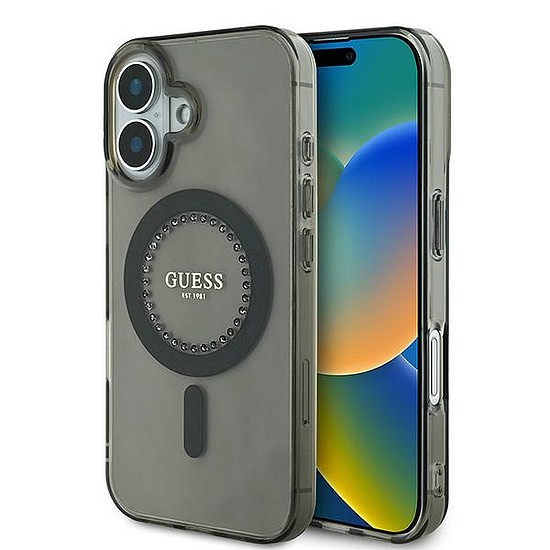 Guess IML Rhinestones MagSafe iPhone 16 tok - fekete