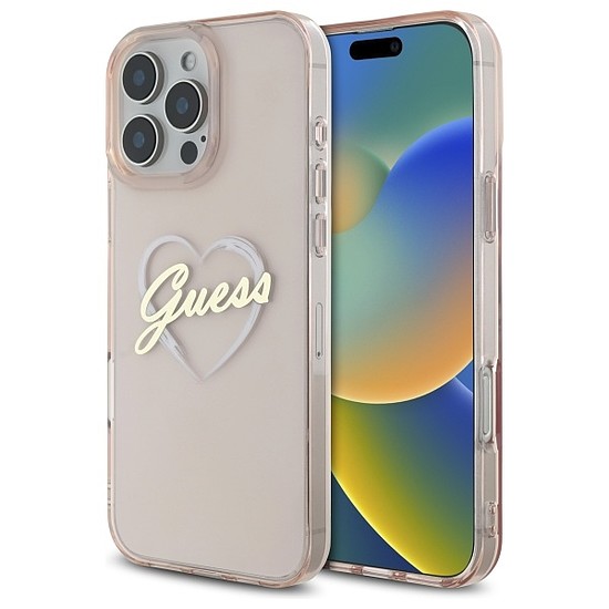 Guess IML szívtok iPhone 16 Pro készülékhez - rózsaszín