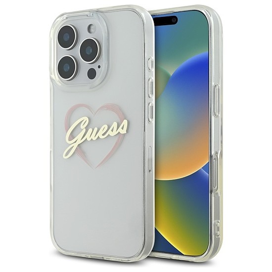 Guess IML szívtok iPhone 16 Pro Max készülékhez - átlátszó