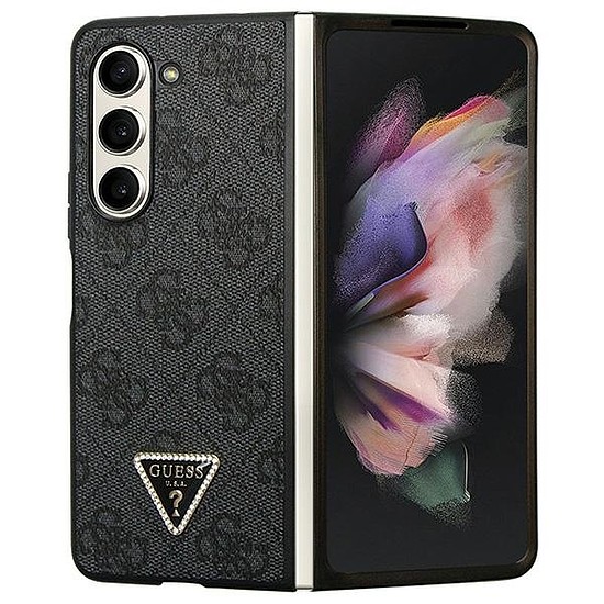 Guess Leather 4G Diamond Triangle tok Samsung Galaxy Z Fold 5 telefonhoz - fekete