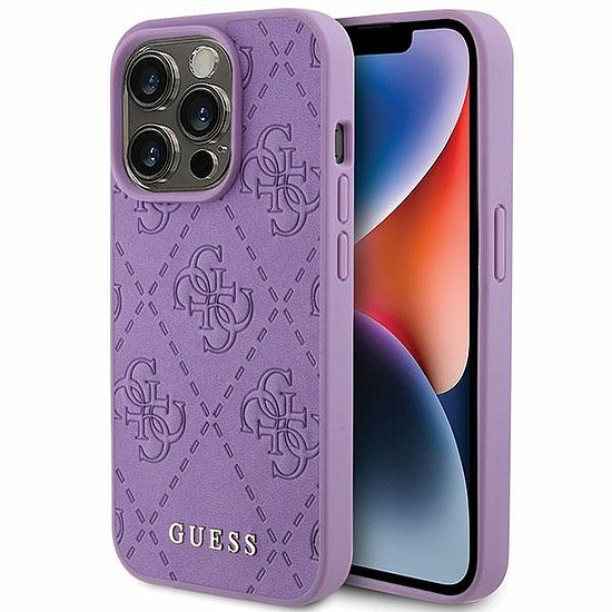 Guess Leather 4G pecsétes tok iPhone 15 Pro-hoz - lila