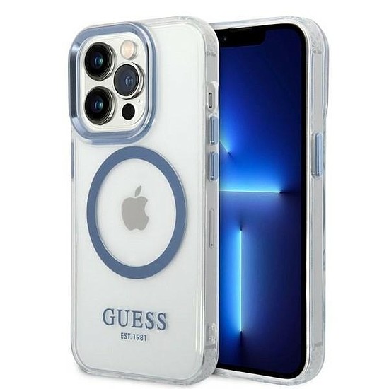 Guess Metal Outline MagSafe tok iPhone 14 Pro-hoz - kék