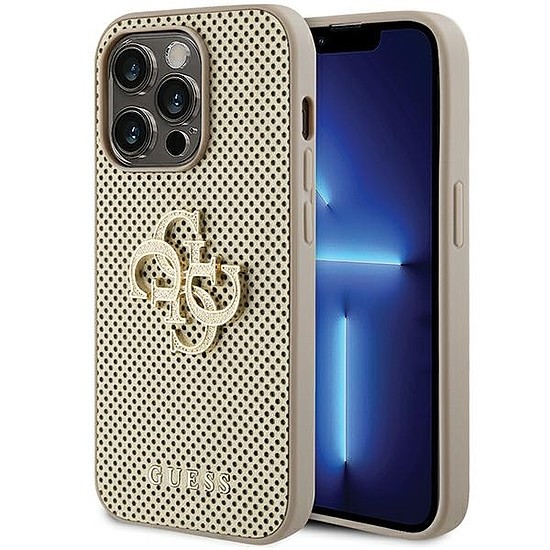 Guess Perforated 4G Glitter tok iPhone 15 Pro-hoz - arany