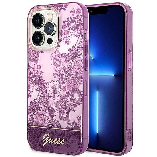 Guess Porcelain Collection tok iPhone 14 Pro Max telefonhoz - fukszia