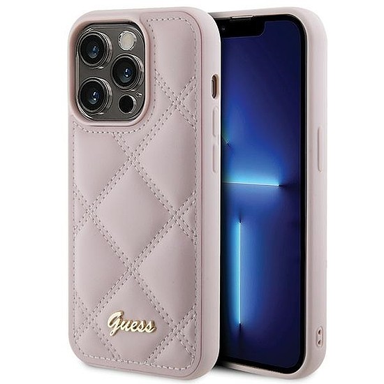 Guess Quilted Metal Logo tok iPhone 15 Pro-hoz - rózsaszín