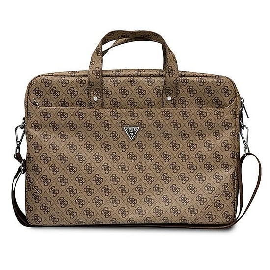 Guess Saffiano 4G Triangle Logo táska 16"-os laptophoz - barna