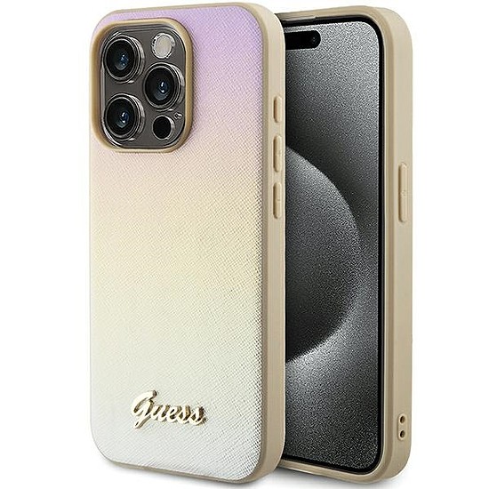 Guess Saffiano Iridescent Script tok iPhone 14 Pro telefonhoz - arany