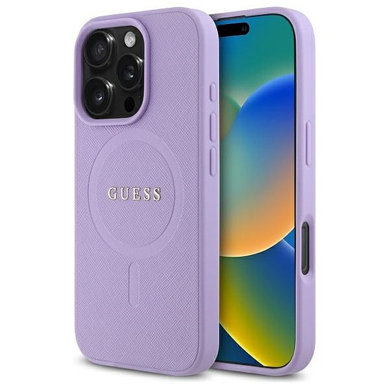 Guess Saffiano MagSafe tok iPhone 16 Pro-hoz - lila