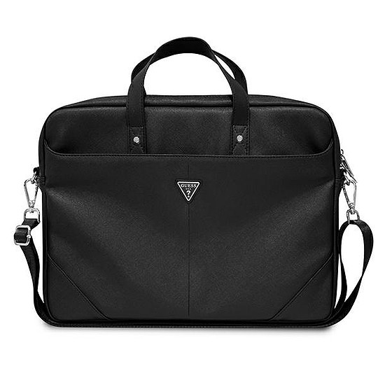 Guess Saffiano Triangle logós táska 16"-os laptophoz - fekete