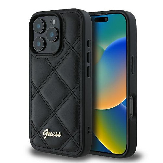 Guess steppelt fém logó iPhone 16 Pro tok - fekete