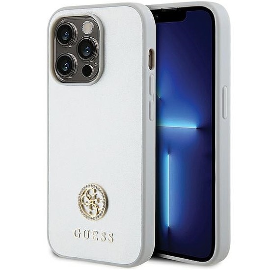 Guess Strass Metal Logo tok iPhone 15 Pro-hoz - ezüst