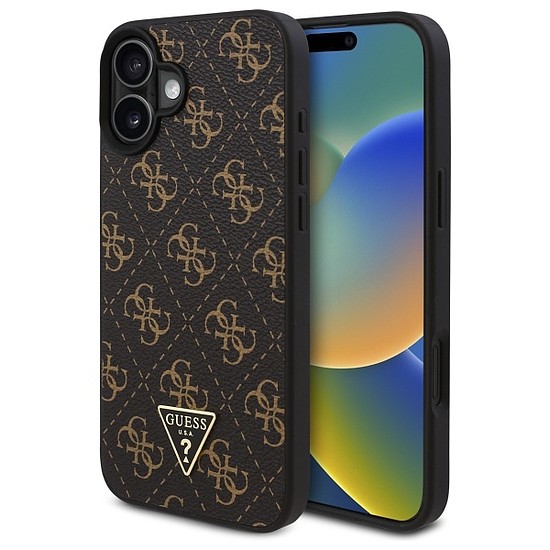 Guess új 4G háromszög tok iPhone 16 Plus készülékhez - fekete