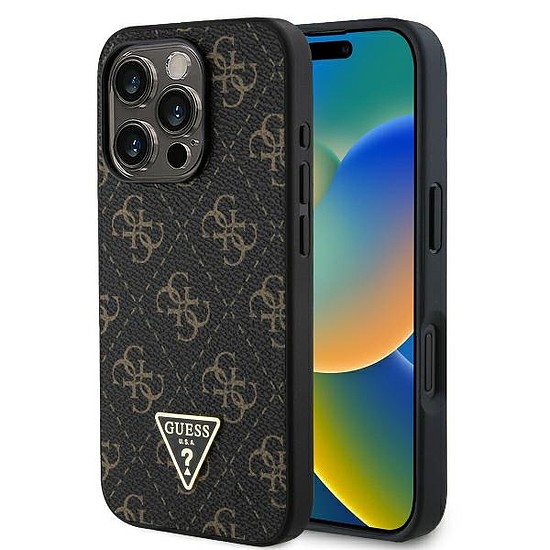 Guess új 4G háromszög tok iPhone 16 Pro Max készülékhez - fekete