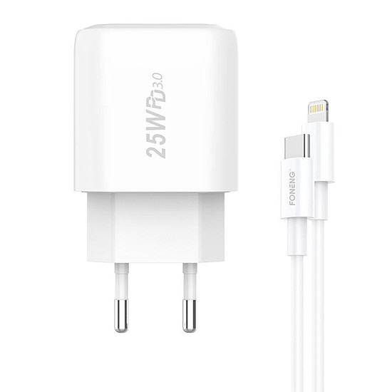 Gyorstöltő Foneng 1x USB EU40 + USB C - Lightning kábel (EU40 Type-C to iPhon)