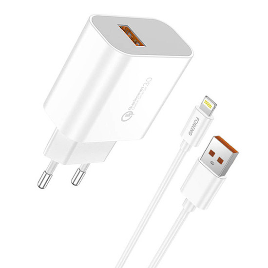 Gyorstöltő Foneng 1x USB QC3.0 EU46 + USB Lightning kábel (EU46 iPhone)