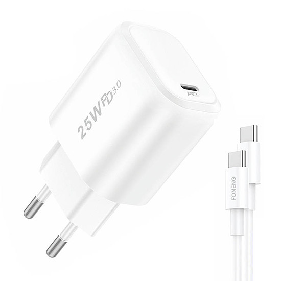 Gyorstöltő Foneng 2x USB EU40 + USB C kábel (EU40 Type-C to Type)