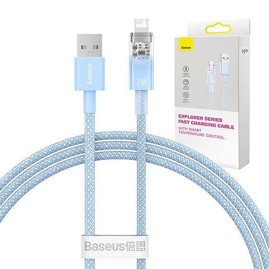 Gyorstöltő kábel Baseus Explorer USB-Lightning 2,4A 1M, kék (CATS010003)