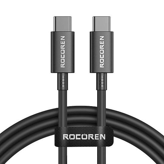 Gyorstöltő kábel Rocoren USB-C - USB-C Simples Series 100 W, 1 m fekete (RCCXTT1-JY01)