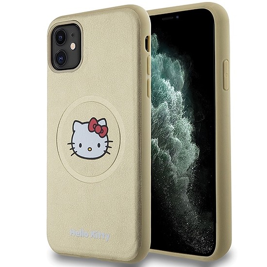 Hello Kitty bőr Kitty Head MagSafe tok iPhone 11 / Xr telefonhoz - arany