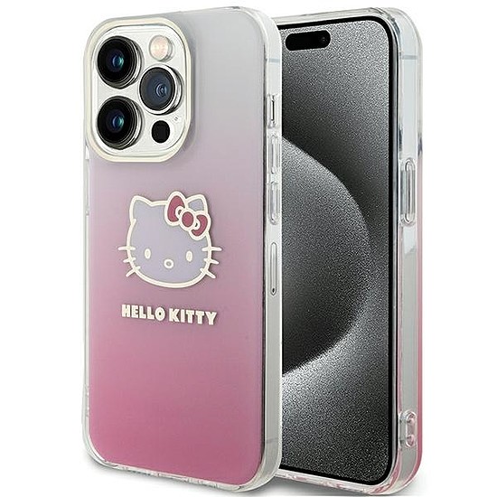 Hello Kitty IML Gradient Electrop Kitty Head tok iPhone 15 Pro-hoz - rózsaszín