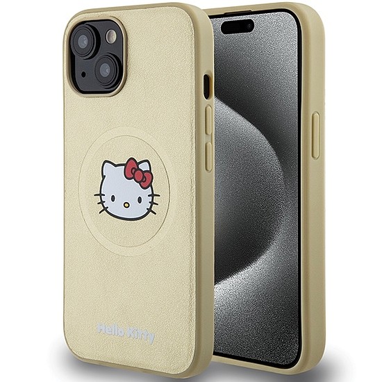 Hello Kitty Leather Kitty Head MagSafe tok iPhone 14-hez - arany