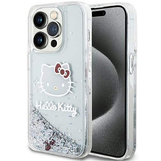 Hello Kitty Liquid Glitter Charms Kitty Head tok iPhone 13 Pro / 13 telefonhoz - ezüst