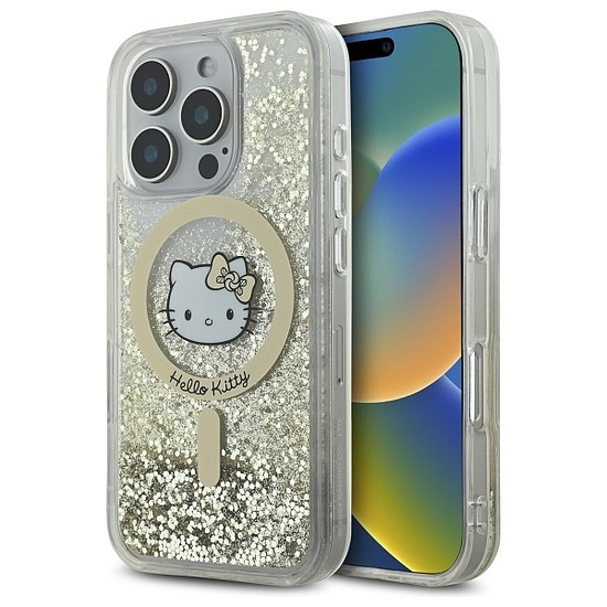 Hello Kitty Liquid Glitter Fever MagSafe iPhone 16 Pro tok - arany