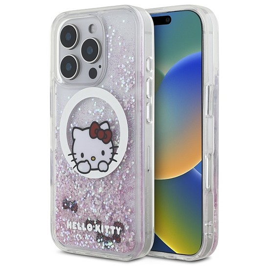 Hello Kitty Liquid Glitter Sweet Kitty Bows MagSafe iPhone 16 Pro tok - Fehér