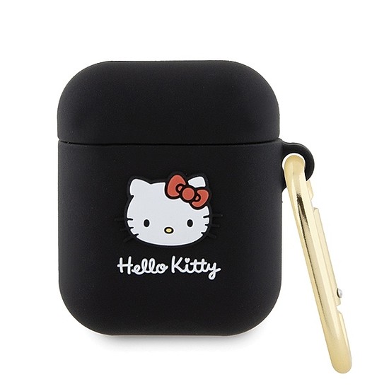 Hello Kitty szilikon 3D Kitty Head tok AirPods 1/2-hez - fekete