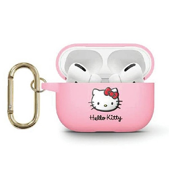 Hello Kitty szilikon 3D Kitty Head tok AirPods 3-hoz - rózsaszín