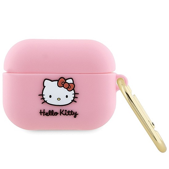 Hello Kitty szilikon 3D Kitty Head tok AirPods Pro-hoz - rózsaszín