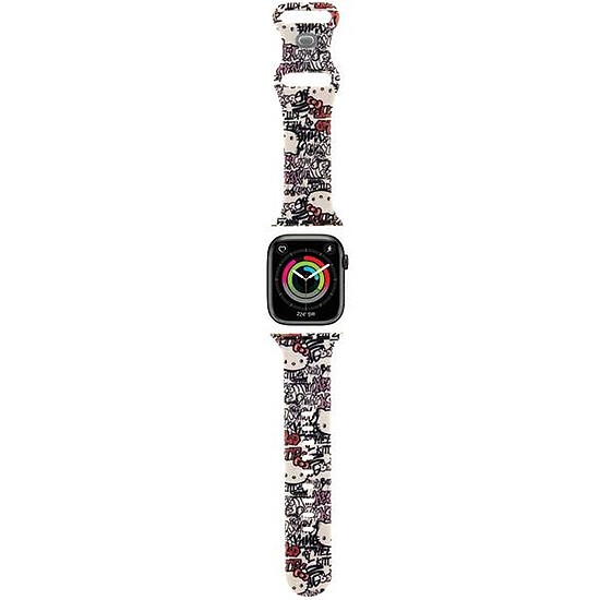 Hello Kitty Szilikon Tags Graffiti szíj Apple Watchhoz 38/40/41mm - bézs