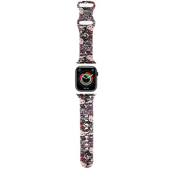 Hello Kitty Szilikon Tags Graffiti Szíj Apple Watchhoz 38/40/41mm - Rózsaszín