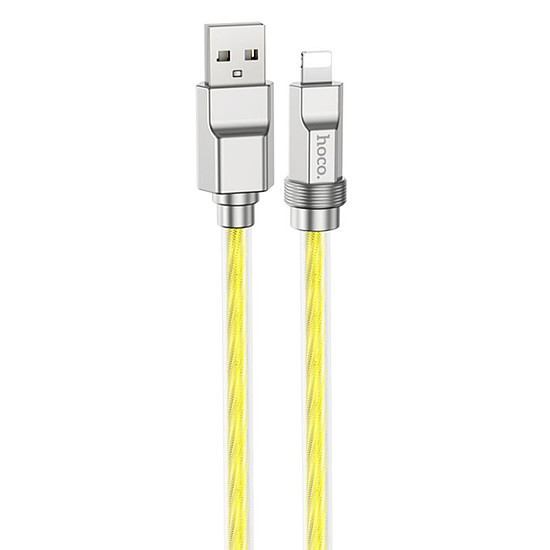 Hoco - Crystal adatkábel (U113) - USB a Lightninghez, átlátszó szilikon védelem, cinkötvözet, 2,4 A, 1 m - arany