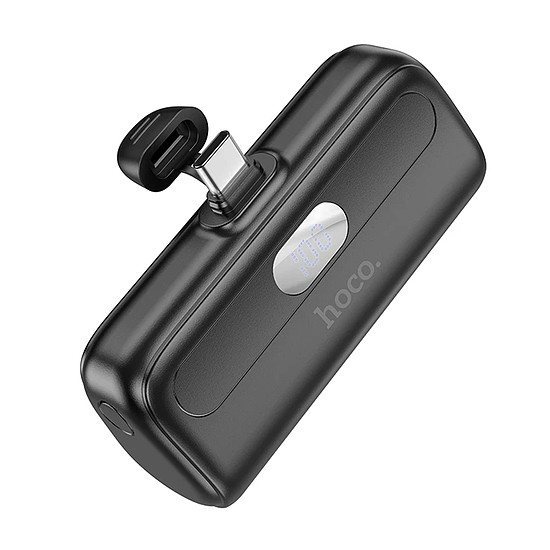 Hoco - Power Bank Cool (J116) - Mini zsebtöltés USB-C-hez LED digitális kijelzővel, 5000 mAh - Fekete