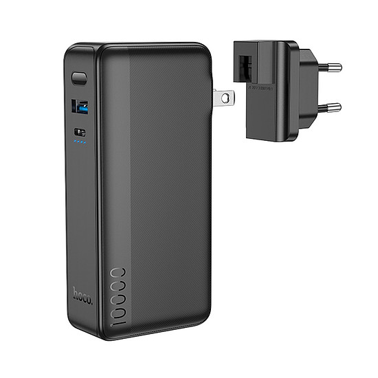 Hoco - Power Bank, USA/EU csatlakozóbarát (Q16) - USB, Type-C, 22,5 W, 10000 mAh - Fekete