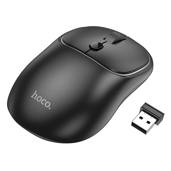 Hoco - Wireless Mouse Royal (GM25) - Bluetooth 5.2, négygombos, kétmódusú üzleti 2.4G, 1600 DPI - sötét éjszakai fekete