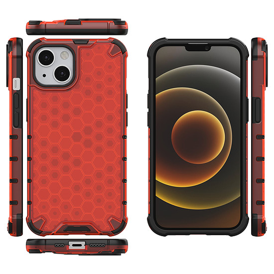 Honeycomb Case páncélborítás TPU lökhárítóval iPhone 13 piroshoz