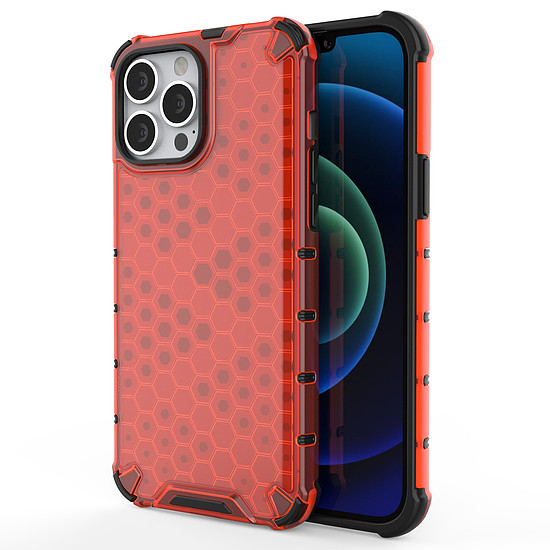 Honeycomb Case páncélborítás TPU lökhárítóval iPhone 13 Pro Max piros