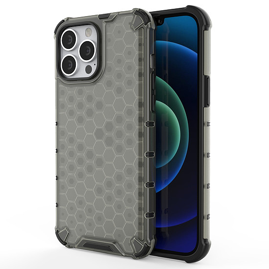 Honeycomb Case páncélburkolat TPU lökhárítóval iPhone 13 Pro Max készülékhez fekete