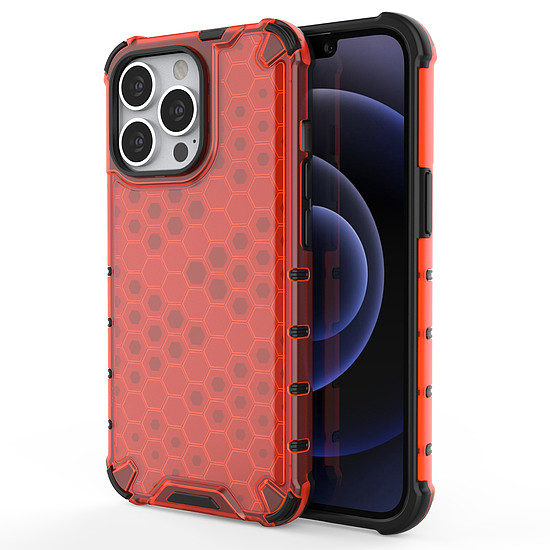 Honeycomb Case páncélburkolat TPU lökhárítóval iPhone 13 Pro piros