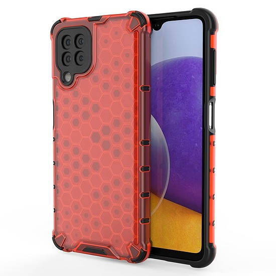 Honeycomb Case páncélburkolat TPU lökhárítóval Samsung Galaxy A22 4G piros